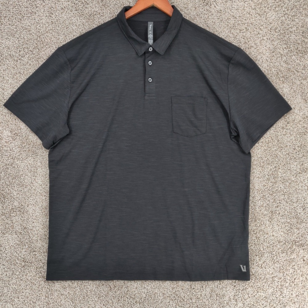 Vuori Polo Shirt Mens 2XL XXL Gray Zephyr Performance Casual Stretch Golf Logo